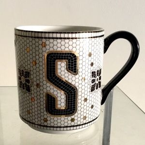 Anthropologie Bistro Mosaic Tiled Margot Monogram Mug - S